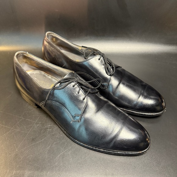 Nettleton Mens 12 Black Leather Dress ShoesOxfords Business Formal Workwear - Picture 1 of 7